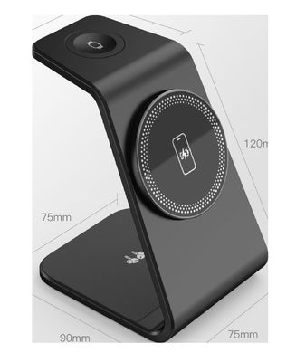 Kompaktny 3 w 1 bezprzewodowy ładowarka 5W z wydajnością zegarka i 5W/7.5W/10W/15W z wydajnością bezprzewodową